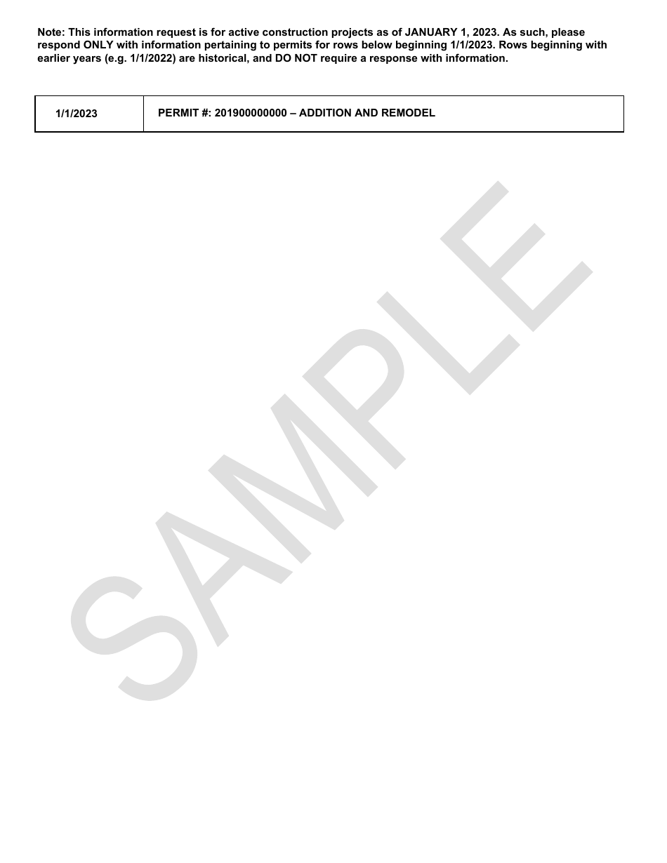 Sample Residential Construction Project Information Form - City and County of San Francisco, California, Page 4