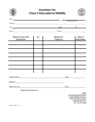 Document preview: Form WR-0717 Inventory for Class II Educational Wildlife - Tennessee