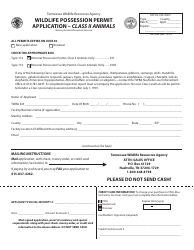 Document preview: Form WR-0548 Wildlife Possession Permit Application - Class II Animals - Tennessee