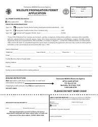Document preview: Form WR-0653 Wildlife Propagation Permit Application - Tennessee