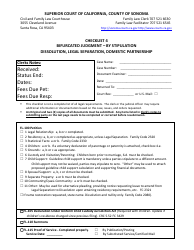 Document preview: Checklist 4 - Bifurcated Judgment - by Stipulation Dissolution, Legal Separation, Domestic Partnership - County of Sonoma, California
