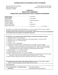 Document preview: Checklist 2 - Default With Agreement Dissolution, Legal Separation, Nullity, Domestic Partnership - County of Sonoma, California