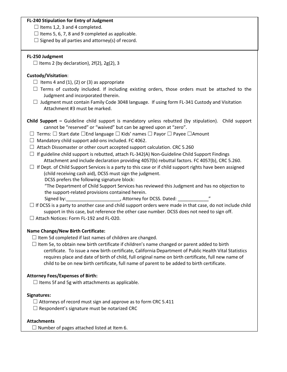 Checklist 7 - Parentage by Default With Agreement - County of Sonoma, California, Page 2