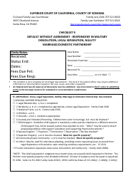 Document preview: Checklist 9 - Default Without Agreement - Respondent in Military Dissolution, Legal Separation, Nullity Marriage/Domestic Partnership - County of Sonoma, California