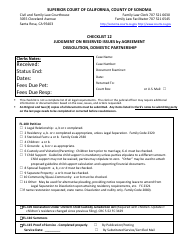Document preview: Checklist 12 - Judgment on Reserved Issues by Agreement Dissolution, Domestic Partnership - County of Sonoma, California