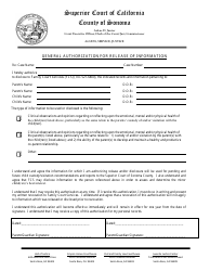 Document preview: General Authorization for Release of Information - County of Sonoma, California