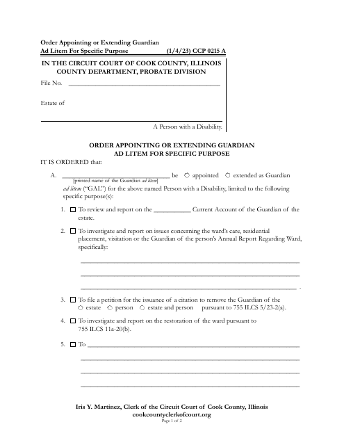 Form CCP0215  Printable Pdf