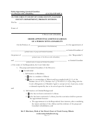 Document preview: Form CCP0207 Order Appointing Limited Guardian of a Person With a Disability - Cook County, Illinois