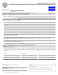 Document preview: Application for Business Trust - Foreign - Oregon