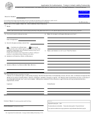 Document preview: Application for Authorization - Foreign Limited Liability Partnership - Oregon