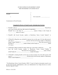Document preview: Complaint for Review of Social Security Administration Decision - Connecticut
