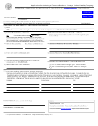 Document preview: Application for Authority to Transact Business - Foreign Limited Liability Company - Oregon