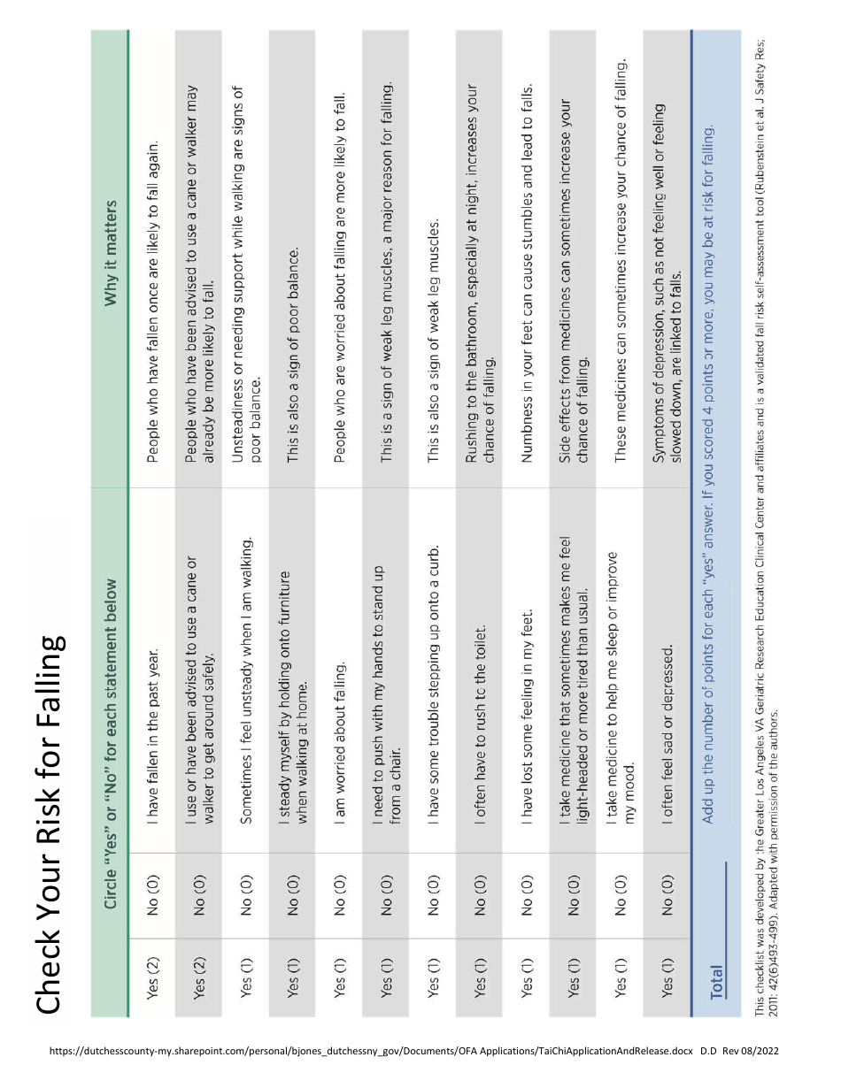 Tai Chi for Arthritis and Fall Prevention - Dutchess County, New York, Page 5