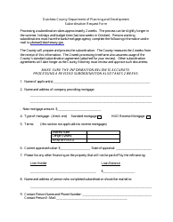 Subordination Request Form - Dutchess County, New York
