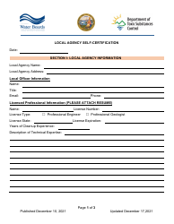 Document preview: Local Agency Self-certification - California