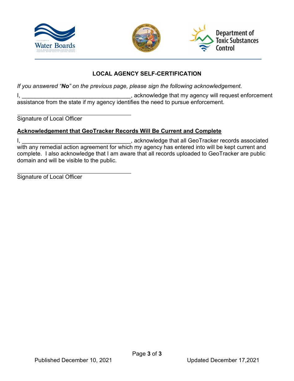 Local Agency Self-certification - California, Page 3