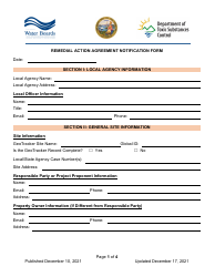 Remedial Action Agreement Notification Form - California