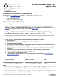 Document preview: Form F280-072-000 Vocational Intern Supervisor Application - Washington
