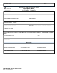 DSHS Form 09-995 Companion Home Certification Evaluation - Washington