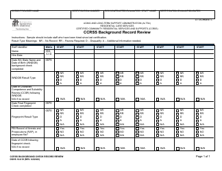 Document preview: DSHS Form 10-619 Attachment L Ccrss Background Record Review - Washington