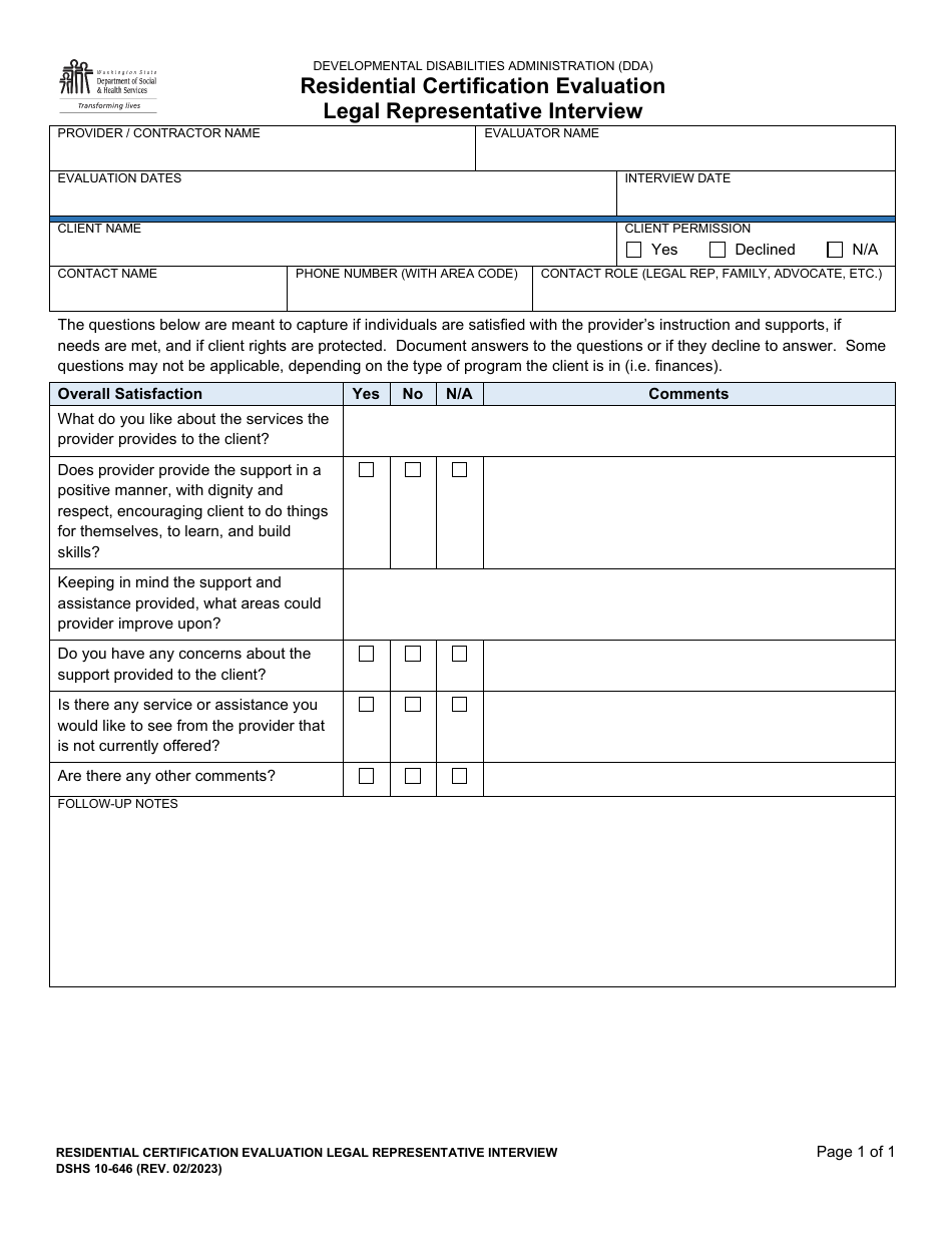 DSHS Form 10-646 - Fill Out, Sign Online and Download Printable PDF ...