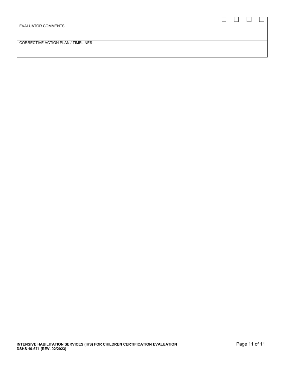 DSHS Form 10-671 Intensive Habilitation Services for Children Certification Evaluation - Washington, Page 11