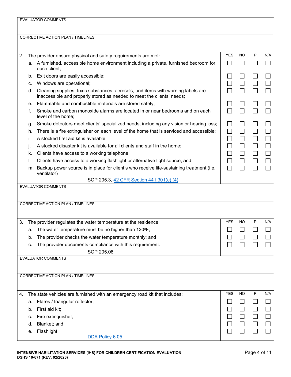 DSHS Form 10-671 Intensive Habilitation Services for Children Certification Evaluation - Washington, Page 4