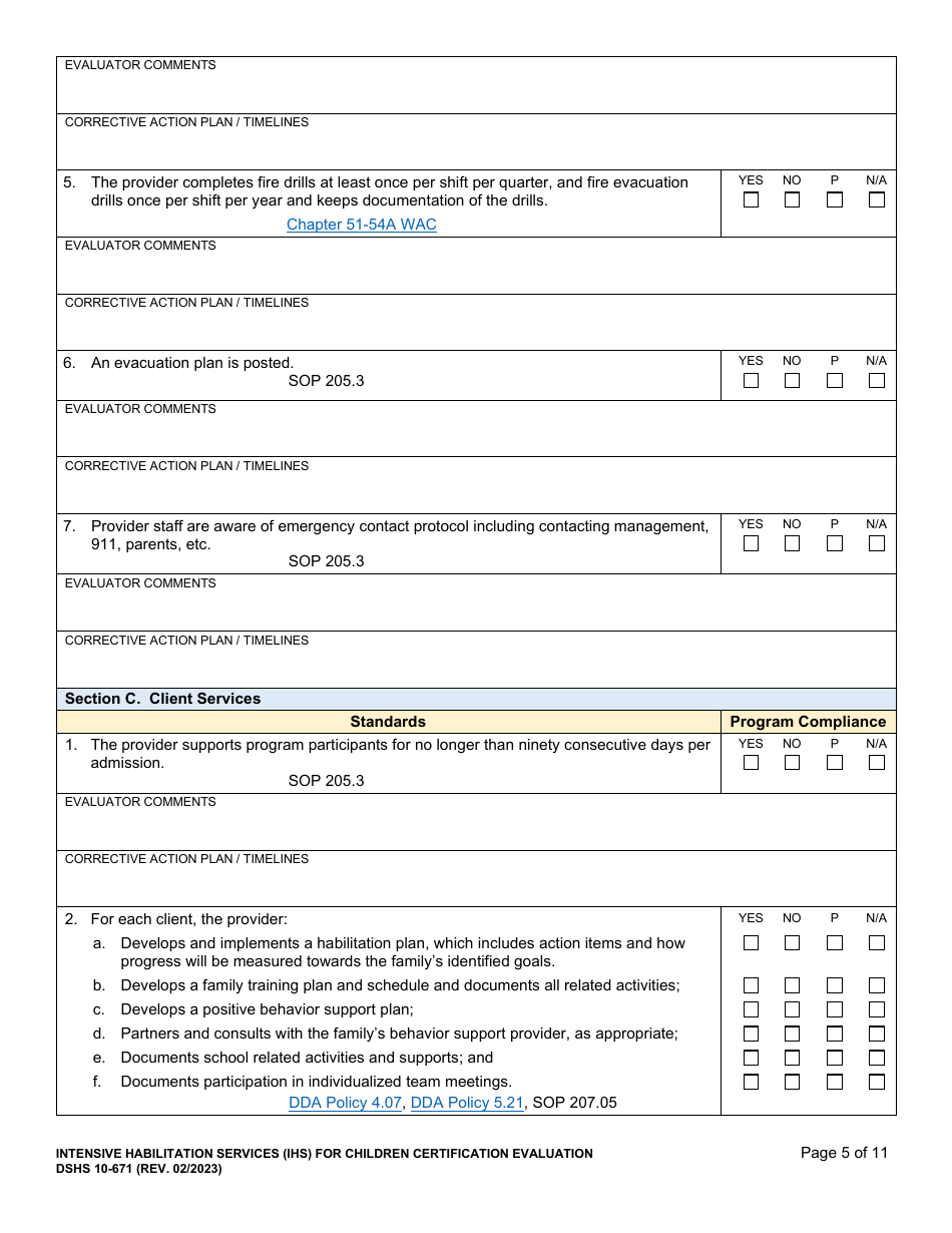 DSHS Form 10-671 Download Printable PDF or Fill Online Intensive ...