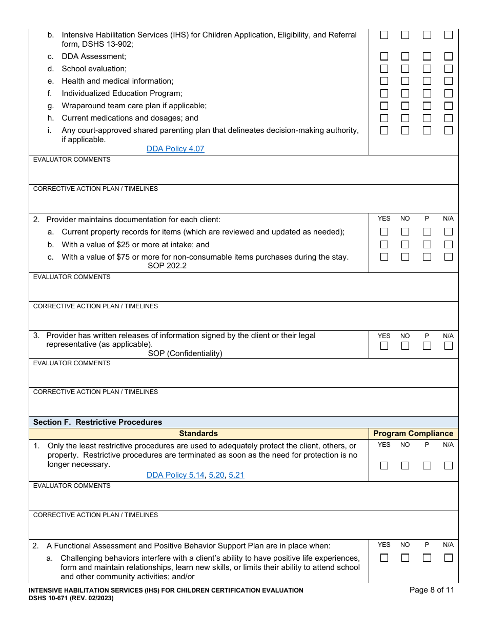 DSHS Form 10-671 Download Printable PDF or Fill Online Intensive ...