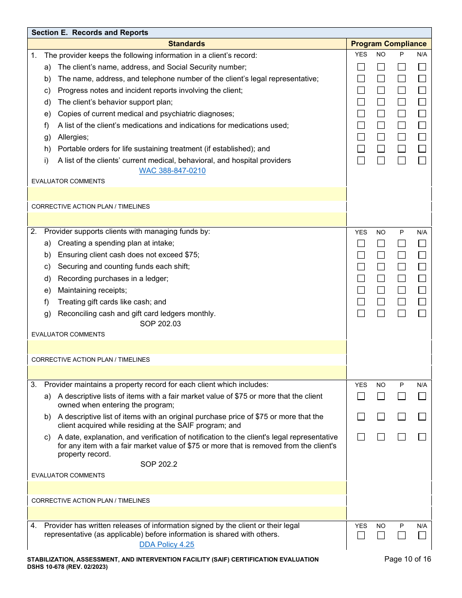 DSHS Form 10-678 Download Printable PDF or Fill Online Stabilization ...