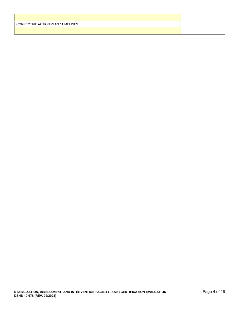 DSHS Form 10-678 Stabilization, Assessment, and Intervention Facility (Saif) Certification Evaluation - Washington, Page 4