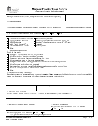 Document preview: DSHS Form 12-210 Medicaid Provider Fraud Referral - Washington