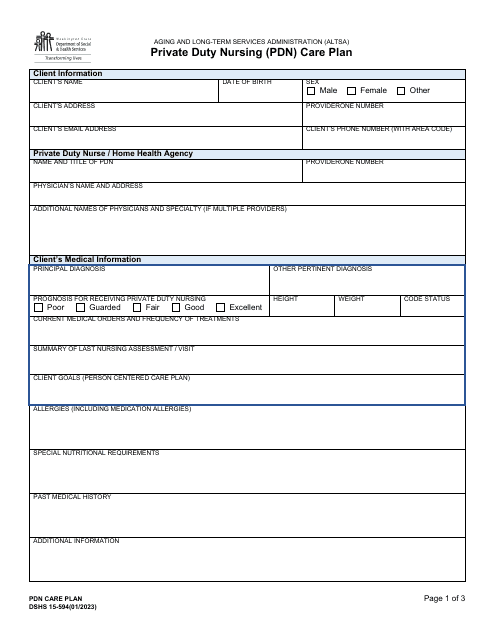 DSHS Form 15-594 - Fill Out, Sign Online and Download Printable PDF ...