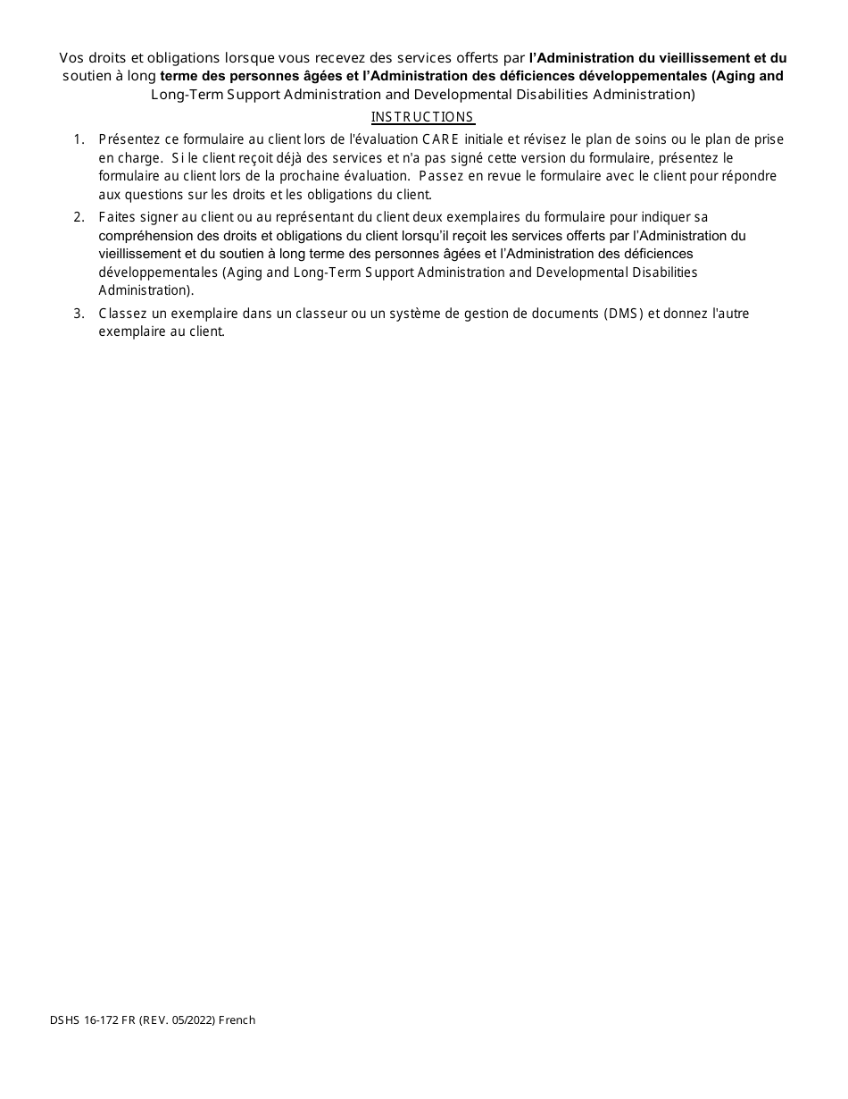 DSHS Form 16-172 Your Rights and Responsibilities When You Receive Services Offered by Aging and Disability Services Administration and Developmental Disabilities Administration - Washington (French), Page 3