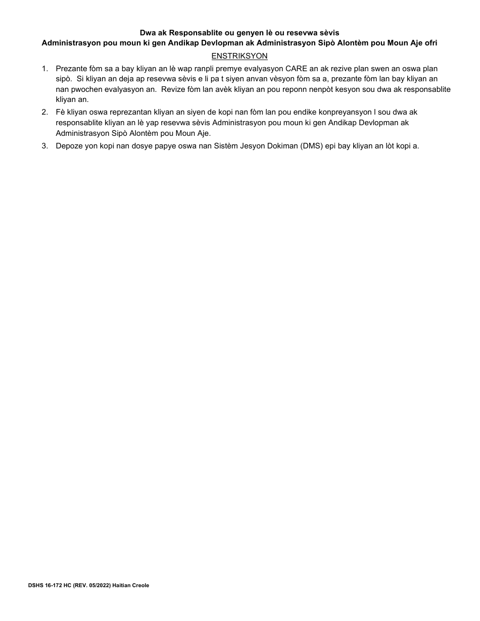 DSHS Form 16-172 Your Rights and Responsibilities When You Receive Services Offered by Aging and Long-Term Support Administration and Developmental Disabilities Administration - Washington (Haitian Creole), Page 3