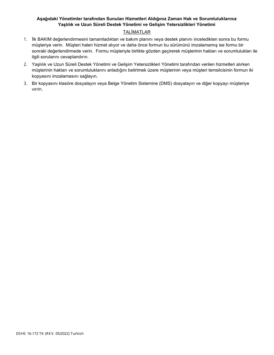 DSHS Form 16-172 Your Rights and Responsibilities When You Receive Services Offered by Aging and Long-Term Support Administration and Developmental Disabilities Administration - Washington (Turkish), Page 3