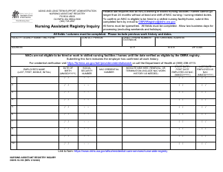 Document preview: DSHS Form 16-193 Nursing Assistant Registry Inquiry - Washington