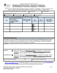 Document preview: DSHS Form 17-263 Background Check Review: Character, Competence, and Suitability for Contractor Employees/Volunteers - Washington