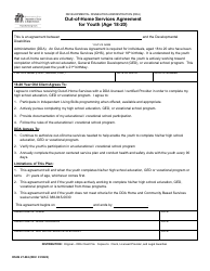 DSHS Form 27-063 Out-Of-Home Services Agreement for Youth (Age 18-20) - Washington