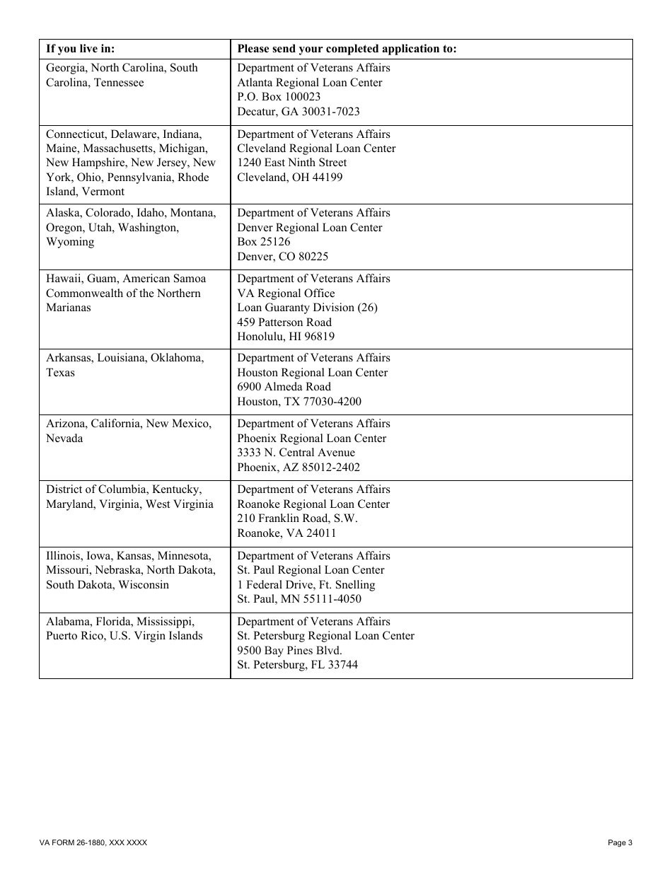 VA Form 26-1880 Request for a Certificate of Eligibility, Page 3