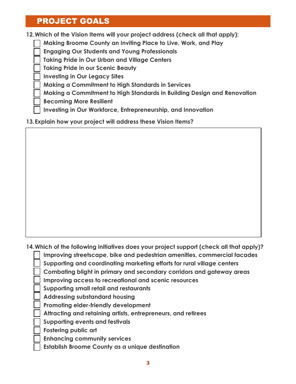 Community Improvement Grants Small Community Fund Application - Broome County, New York, Page 3