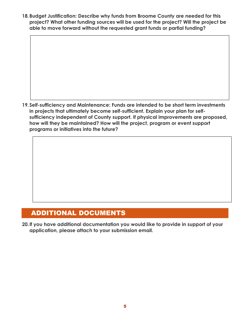 Community Improvement Grants Small Community Fund Application - Broome County, New York, Page 5