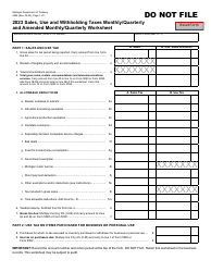 Form 5095 Sales, Use and Withholding Taxes Monthly/Quarterly and Amended Monthly/Quarterly Worksheet - Michigan