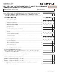 Form 5099 Sales, Use and Withholding Taxes 4% and 6% Monthly/Quarterly and Amended Monthly/Quarterly Worksheet - Michigan