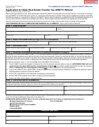 Document preview: Form 2796 Application for State Real Estate Transfer Tax (Srett) Refund - Michigan
