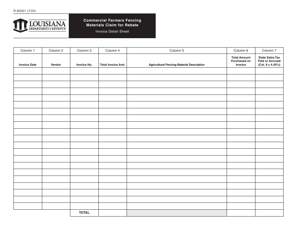 Form R-83001 Commercial Farmers Fencing Materials Claim for Rebate - Louisiana, Page 4
