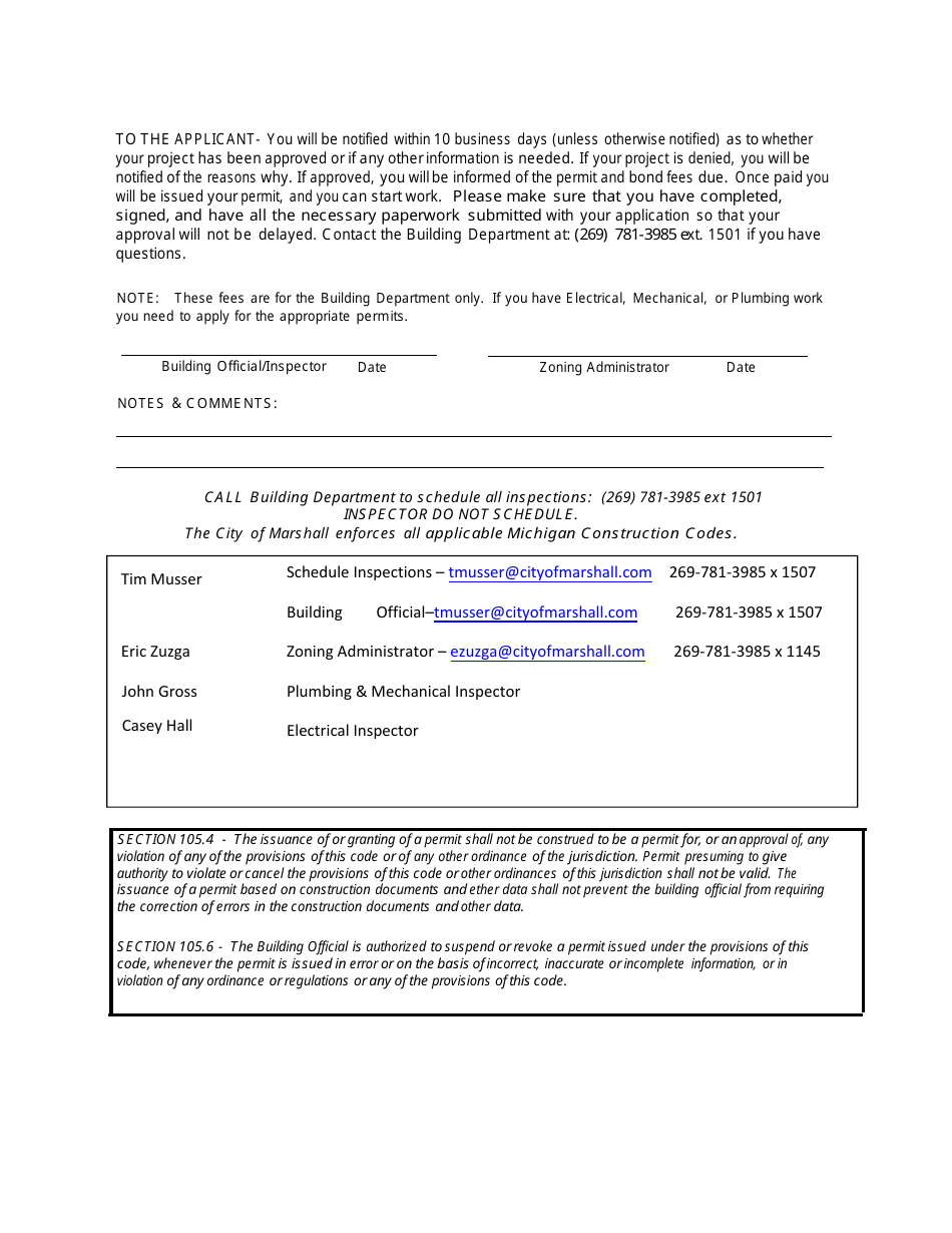 Commercial Building Permit - City of Marshall, Michigan, Page 3