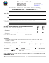 Document preview: Application for Dealer in Nursery Stock License(S) - Ohio