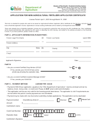 Document preview: Application for New Agricultural Fertilizer Certificate - Ohio, 2026