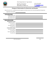 Document preview: Change of Information for Nurseries and Dealers - Ohio